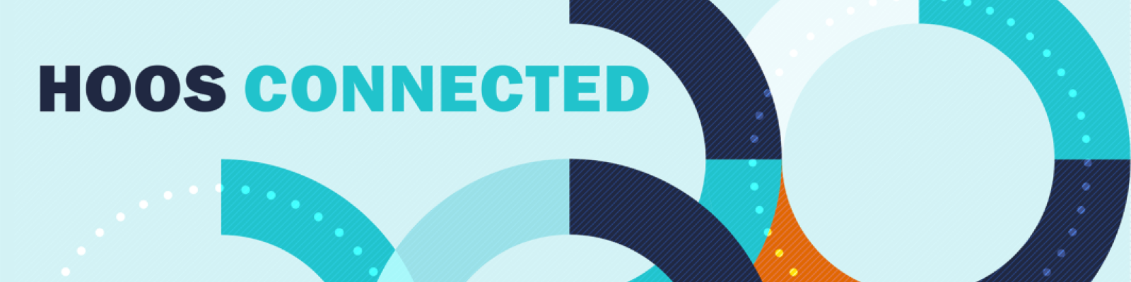 Hoos Connected graphic with blue background and visual imagery